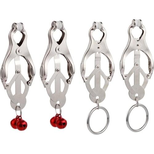 Erotic Metal Nipple Clip with Ring Breast Clitoris Clip Massage Stimulation Torture Couple Adult Sex Toys for Women Papilla Clip