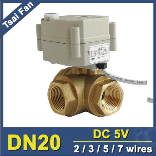 TF20-BH3-B 3 Way Brass 3/4'' (DN20) T/L Type Horizontal Electric Actuator Valve TF20-BH3-B 2/3/5/7 Wires Metal Gear CE/IP67