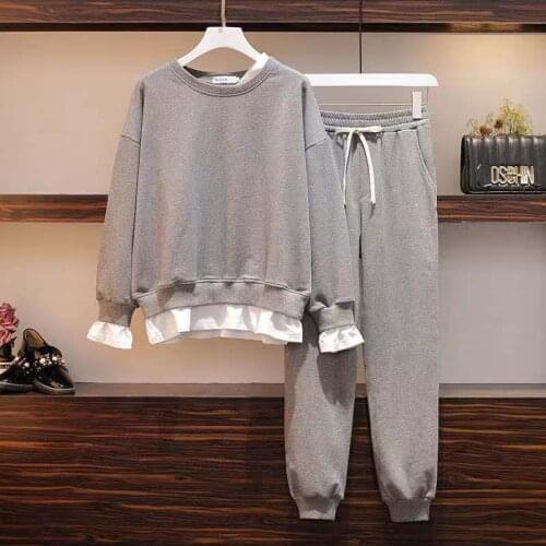 Large Size Women 's 2 Pcs Warm Running Sets Velvet Sweatshirt Sports Pants Fitness Suit Yoga Workout Exercise Suits Tracksuits