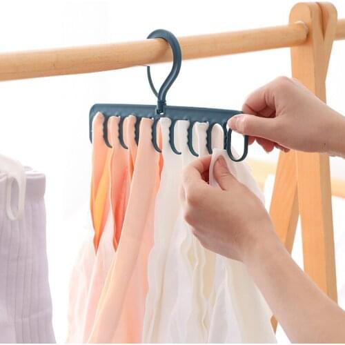 Creative Multifunctional 9-Hole Buckle Hanger Windproof Underwear Socks Drying Rack Closet Finishing Hanger