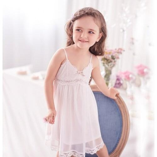 Princess Girl Sleeping Skirt Summer Lace Sleeping Skirt Childrens Sleeping Skirt Little Girls Parent-Child Sleepwear