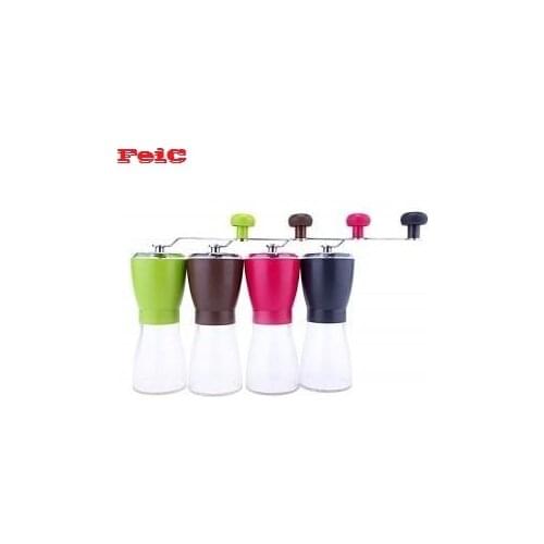 FeiC 1pc four colors Hand grinder ceramic core coffee grinder mill Adjustable thickness degree Washable portable