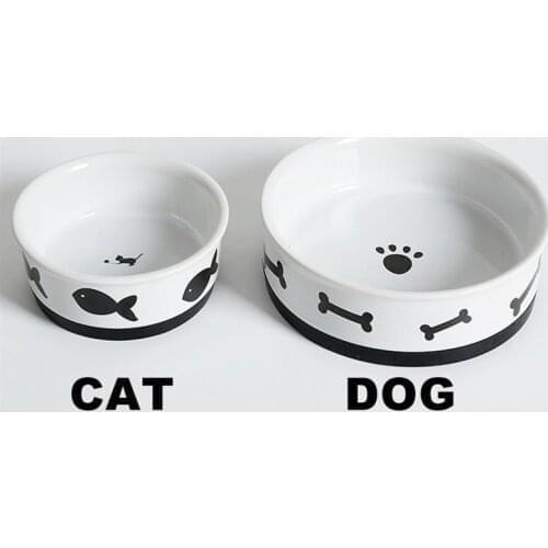 1pcs Cute Pet Bowl Vintage Slip-proof Ceramic Pet Food Bowl Pet Water Bowl for Cats Dogs