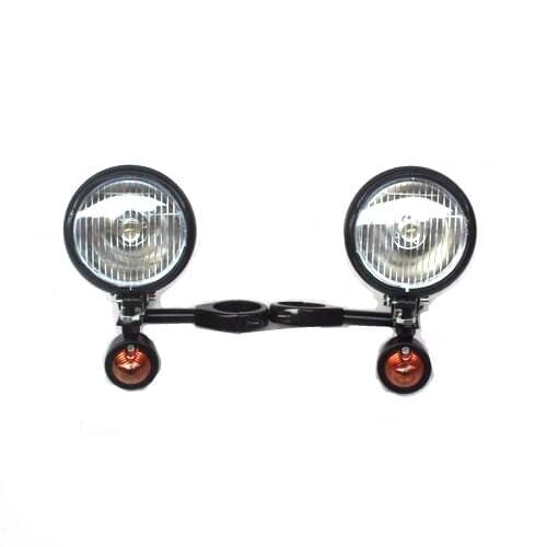 Motorcycle Passing Fog Spot Light Turn Signals Amber 49mm Fork Clamp For Harley Custom Cruiser Chopper