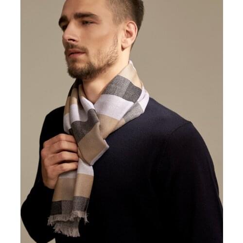 Mens 100% Cashmere Warm Scarves Classic Plaid Print Tassel Scarf In Winter Soft Luxurious Wool Wrap Muffler Pashmina Scarf
