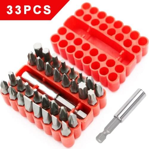 33pcs Screwdriver Bits Set Security Bit Set with Magnetic Extension Bit Holder Tamper Star Quick Release Bit Holder