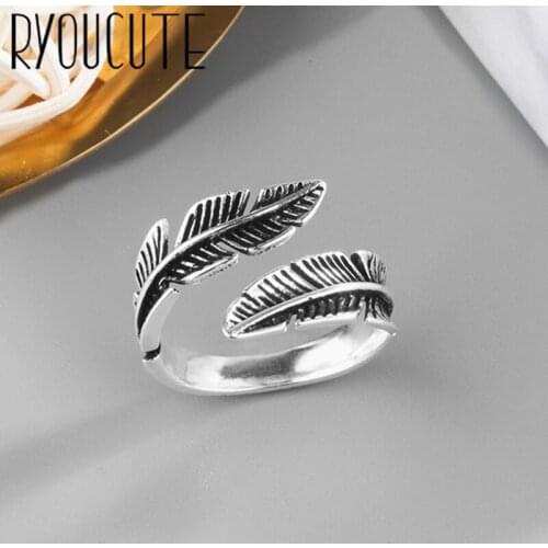 New Gothic Men Open Adjustable Size Feather Rings for Women Wedding Ring Jewelry Valentines Day GIFT 2021
