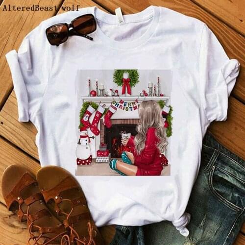 Merry Christmas t shirt Women print fashion funny tshirt summer women white clothes Female Short Sleeve T Shirt vogue Tops