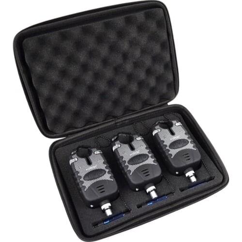 3 Carp Fishing Bite Alarm and Swinger Set Water Resistant Blue LED Fishing Swingers Fish Bite Alarm Fishing Accessories