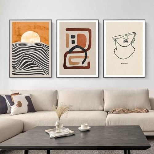 Contemporary Line Drew Wall Art Poster Print Abstract Face Canvas Painting Scandinavian Living Room Decorative Picture Home Deco