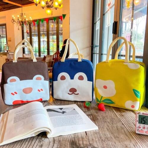 Lunch Bag Reusable Creative Canvas Bento Handbag for Picnic