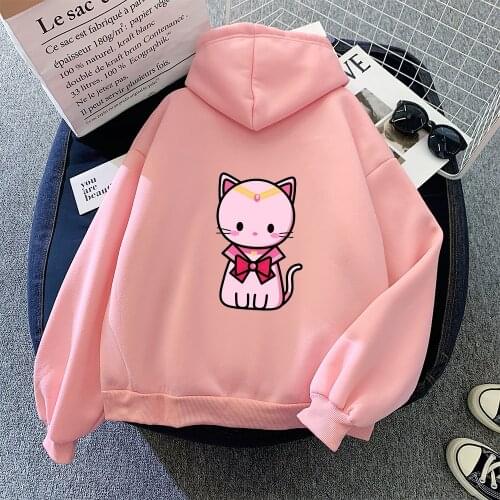 Oversized Sweatshirt Winter Streetwear Cat Printed Hoodies Pullovers Fashion Harajuku Autumn Hoodie Women Loose Korean Style