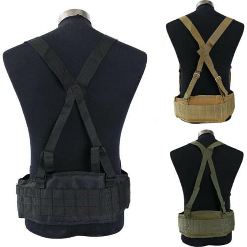 Tactical Molle Combat Waist Padded Belt with H-shaped Suspender Military Hunting sport corset Mens Adjustable Soft Padded