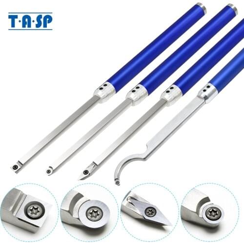 TASP Woodturning Tool Carbide Insert Cutter Swan Neck WoodWorking Gouge Wood Turning Chisel Blade Aluminum Handle for Lathe