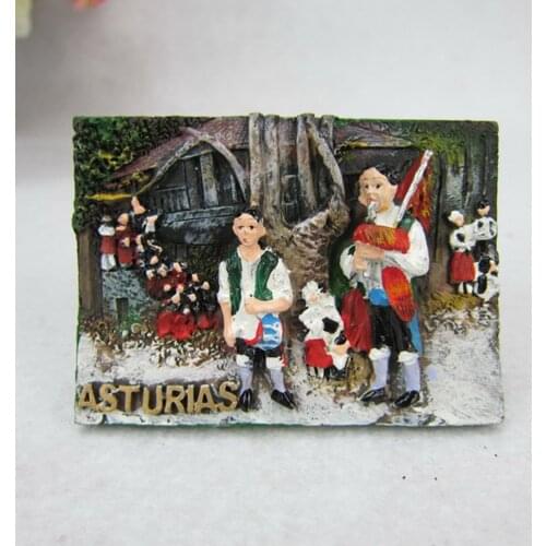 Spain Asturias Tourist Souvenir Fridge Magnets Handmade Resin Refrigerator Magnetic Message Stickers Home Decor Decoration