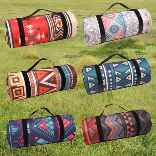 Outdoor Folding Camping Mat Nation Style Printed Thickened Moisture-proof Mat For Beach Picnic Blanket Child Playing Pad 4 Sizes