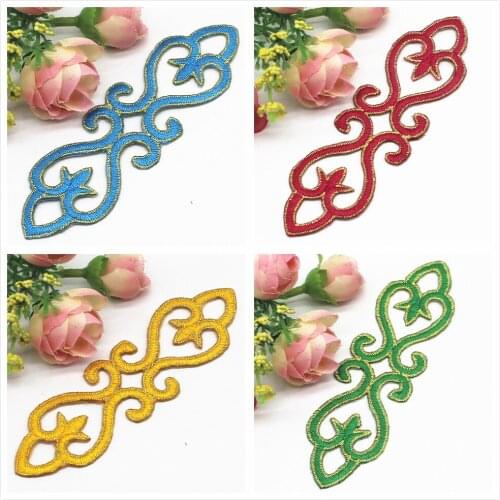YACKALASI 5 Pcs/Lot Iron On Gold Trims Appliqued Embroidered Cosplay Patch Vintage Trims Gold And Silver Flower 12.5*3.2cm Diy