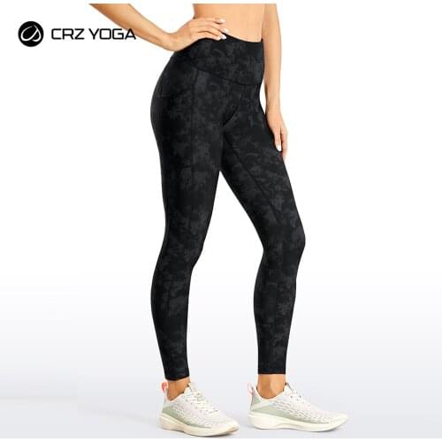 CRZ YOGA Fleece Lined Leggings Women 7/8 High Waist Yoga Pants Winter Warm Workout Tight with Pockets -25 Inches