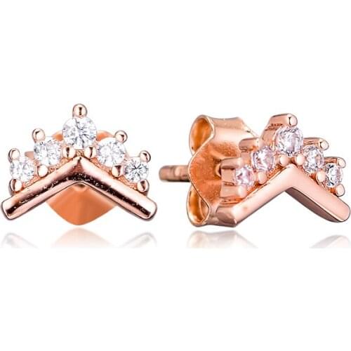 Rose Gold Tiara Wishbone Stud Earrings For Jewelry Making Sterling Silver Jewelry Woman DIY Fashion Jewelry Party Earrings