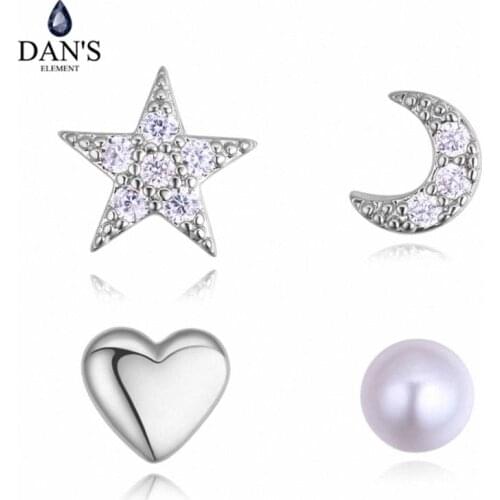 DANS ELEMENT 3 Colors Real Big Brand AAA Zirconia Micro Inlays Round Stud Earrings for Women 130352