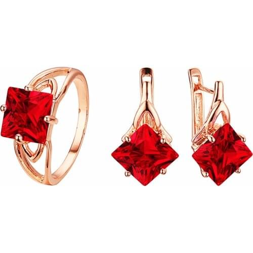 Women Jewelry Sets 585 Rose Gold Color Women Jewelry Romantic Bridal Jewelry Sets Light Blue Wedding Ring +Earring Jewelry Sets