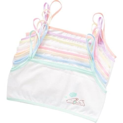 10pcs/Lot Childrens Breast Care Girl Bra 6-12 Years Hipster Cotton Teens Teenage Underwear Summer Kids Vest