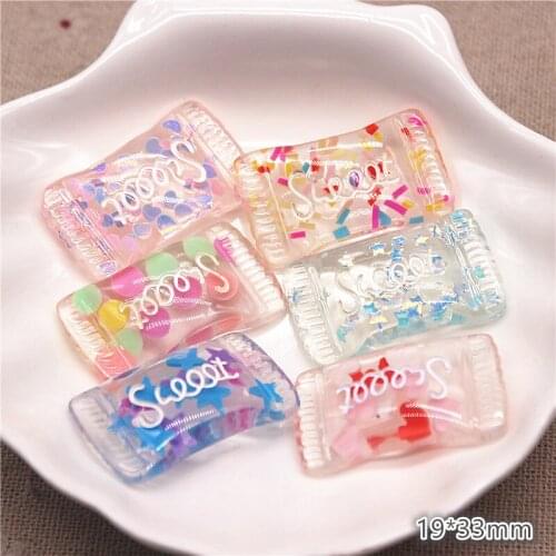 10pcs Mixed Glitter Resin Kawaii Transparent Candy Flatback Cabochons DIY Jewelry Craft Hair Clip Decoration Accessories