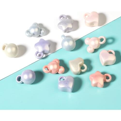 100Pcs/Lot 12-18mm Acrylic charm Beads Mix Color Star Ball Heart Round Shape For Jewelry Making Handmade Diy Bracelet Accessorie