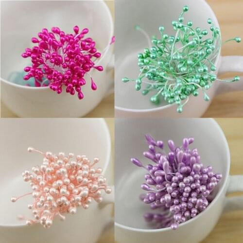 150pcs/lot Mini Plastic Fake Small Stamens 55mm Artificial Flower Fruit Stamens Cherry Pearl DIY Flower Auxiliary Material