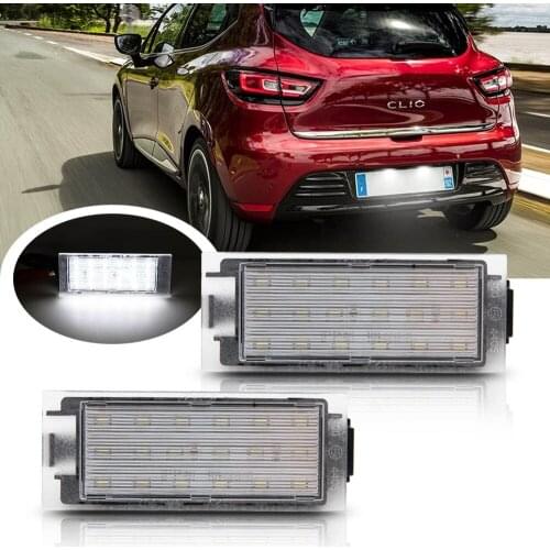2X LED License Number Plate Light For Renault Clio IV Kangoo Bebop Express Laguna III BTO Megane CC MK3 Twingo CNO Wind Tag Lamp