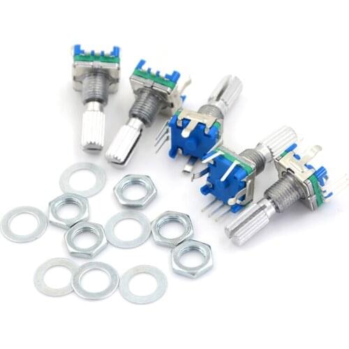5pcs/lot New Original, Rotary Encoder, Code Switch/ EC11/ Digital Potentiometer With Switch 5Pin Handle Length 20mm
