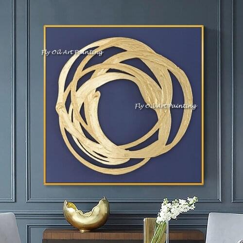Black Background Abstract Handmade Oil painting Canvas Painting circle Picture Art Living Room Porch Background Wall Art