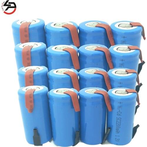 New 15pcs sub c SC Ni-Cd battery 2200mah rechargeable battery replacement 1.2v 22420 with tab an Extension Cord Processed