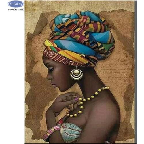 Diamond Embroidery African woman beauty DIY 5D Diamond Painting 3d Cross Stitch kits Needlework Full Rhinestones Home Decoration