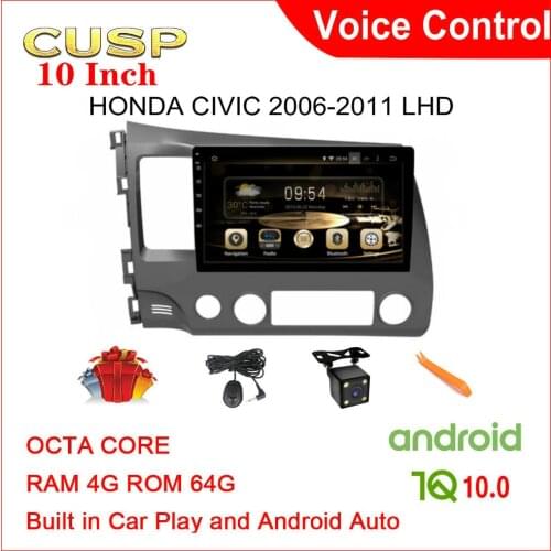 CUSP Android 10 Car Radio Multimedia Player 10" HD Autoradio Bluetooth 4G+64G For HONDA CIVIC head unit audio Car gps car stereo