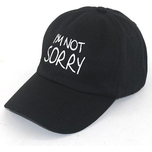100% cotton I'M NOT SORRY sport cap embroidery adult pure black fashion dad hats men women hip hop baseball caps snapback new
