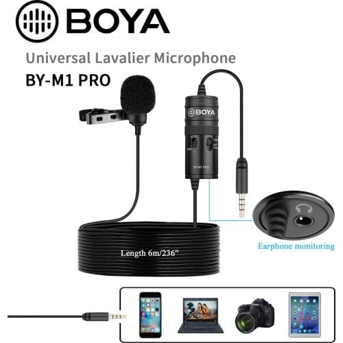 BOYA BY-M1 Pro Lavalier Studio Clip-on Condenser Micophone for Smartphone,DSLR Camcorder Audio