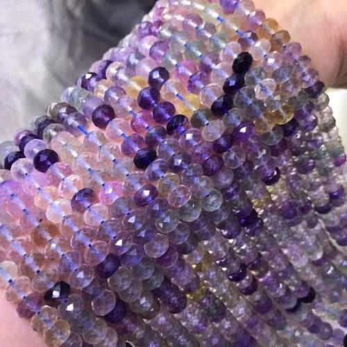 Fluorite Roundelle faceted purple 5/6/7mm for DIY jewelry making loose beads FPPJ wholesale beads nature gemstone