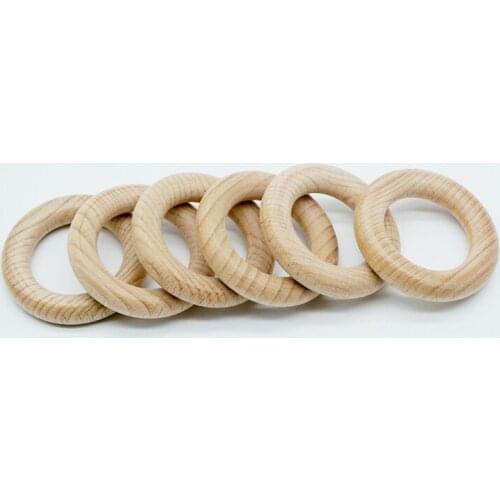 15pcs/lot Beech Wooden Ring Beads Baby Teething 40mm 50mm Round Wood Rings Beads Doughnut Teethers DIY Baby Jewelry Making