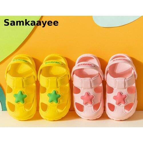 0-6y Kids Mules Clogs Summer Baby Boys Girls Sandals Cartoon Star Toddler Beach Slippers Children Flat Heels Garden Shoes y10
