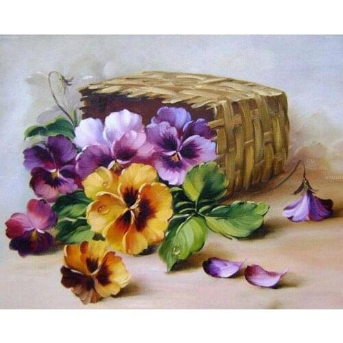DIY 5D Full Diamond Painting Cross Stitch Flowers and basket Mosaic Diamond Embroidery Needlework Patterns Rhinestone kits