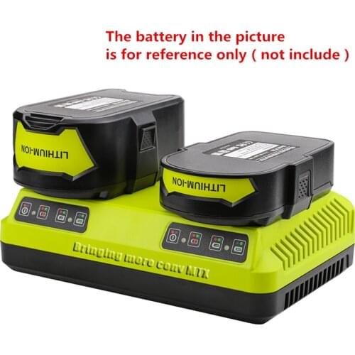 Dual charging port 3A charger for 12V-18V Li-ion Ni-Mh/Ni-Cd Replacement Charger for Ryobi ONE+ P104 P105 P107 P108 battery
