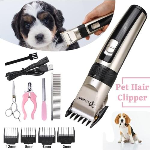 Electric pet hair trimmer dog cat low noise USB rechargeable pet Varican grooming razor cutter set + spare blade