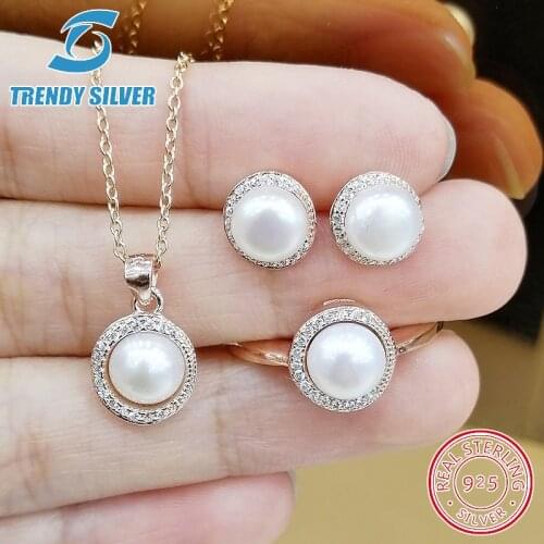 Complete pure 925 sterling silver zirconia clear CZ luxury jewelry set ring earrings for woman pendant necklace trendy design
