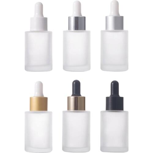 30 ml 1oz Round Frosted Glass Dropper Bottle Jars With Pipette For Cosmetic Serum Essential Oil Vials