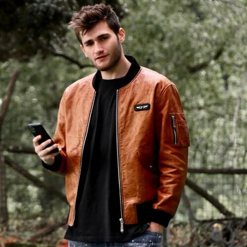 Air Force MA-1 Goatskin Leather Flight Bomber Jacket (Five Colors Available)