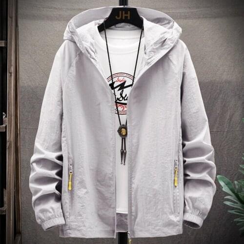 Summer Men Jacket Casual Solid Windbreaker Zipper Thin Hooded Coat Outwear Male Quick-drying Mens Jacket Chamarras Para Hombre