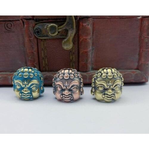 Brass Shakyamuni Buddha Head Knife Bead Umbrella Rope Lanyard Paracord Charms Metal EDC Keychain Pendant Jewelry DIY Accessories