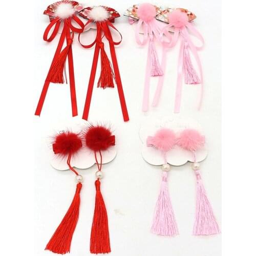 Multi style Girls Hair Clips Chinese Traditional Princess Tassels peony Flower Hairpins Children Kids Hair Accessories