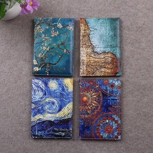 New Pu Leather Starry Sky Passport Cover Women Travel Wallet Color Landscape Passport Holder High Quatity Case for Passports
